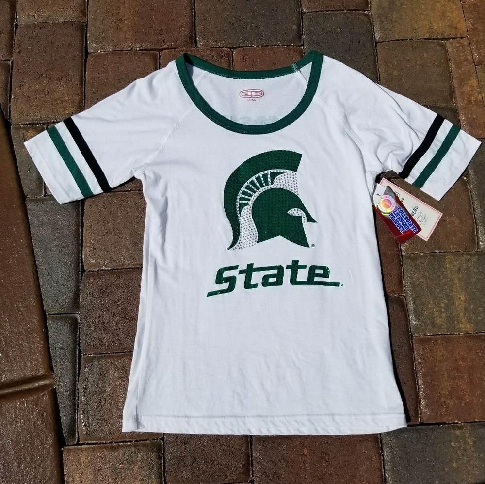 NWT Michigan State Crystal Embellished Tee Large